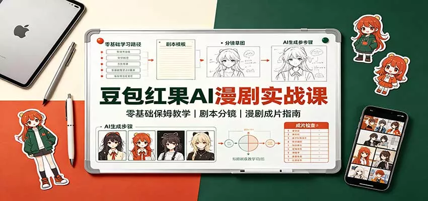豆包红果AI漫剧实战课：零基础保姆教学，剧本分镜，漫剧成片指南_抖汇吧