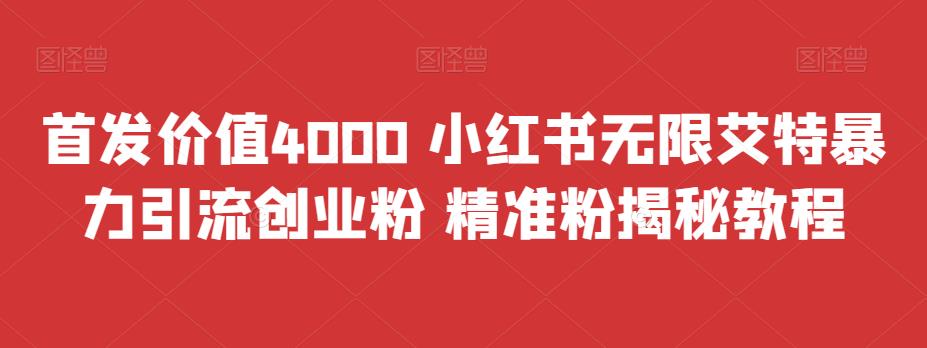 首发价值4000 小红书无限艾特暴力引流创业粉 精准粉揭秘教程_抖汇吧