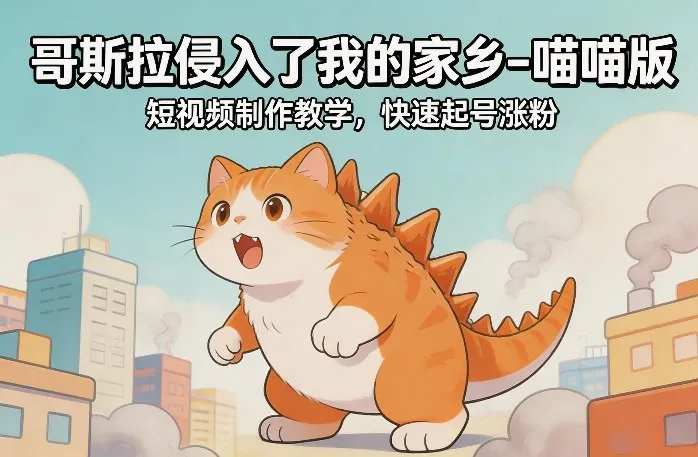 哥斯拉侵入了我的家乡–喵喵版短视频制作教学,快速起号涨粉_抖汇吧
