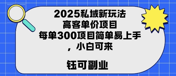 2025私域新玩法高客单价，每单3张操作简单，小白可轻松上手_抖汇吧