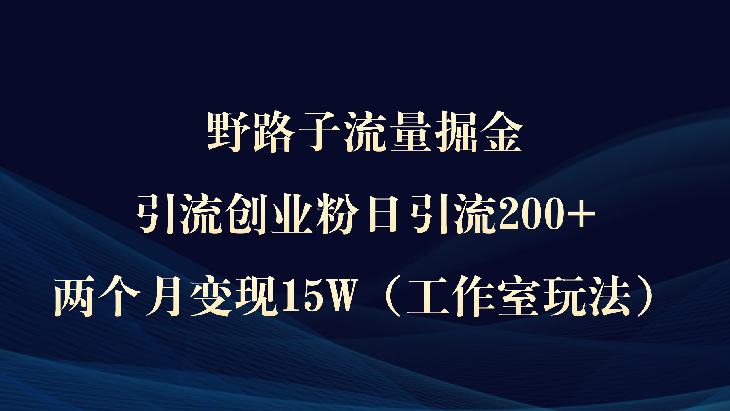 野路子流量掘金，引流创业粉日引流200+，两个月变现15W（工作室玩法））_抖汇吧