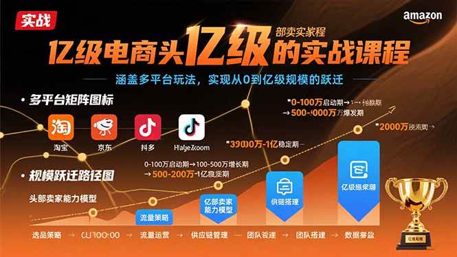 （15803期）亿级电商头部卖家的实战课程：涵盖多平台玩法，实现从0到亿级规模的跃迁_抖汇吧