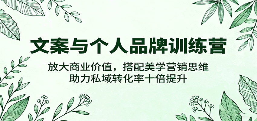 文案与个人品牌训练营，放大商业价值，搭配美学营销思维，助力私域转化率十倍提升_抖汇吧