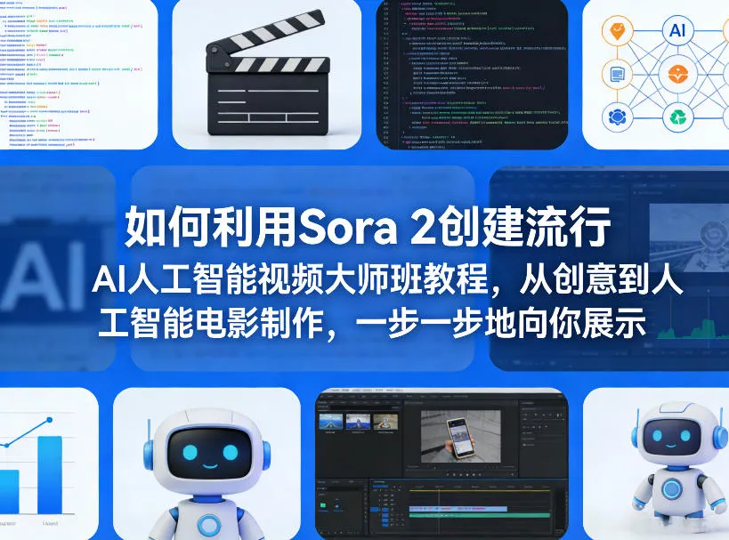 如何利用Sora 2创建流行AI人工智能视频大师班教程，从创意到人工智能电影制作，一步一步地向你展示_抖汇吧