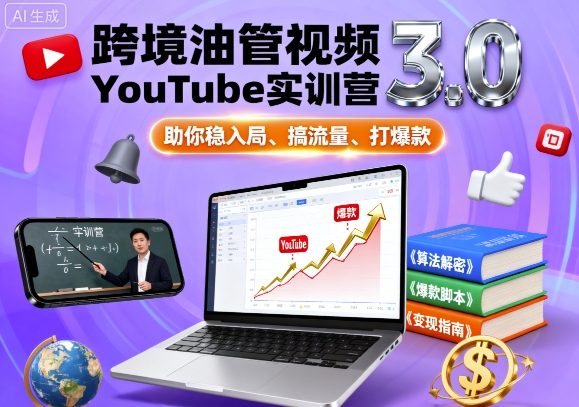 跨境油管视频YouTube实训营3.0，助你稳入局、搞流量、打爆款_抖汇吧