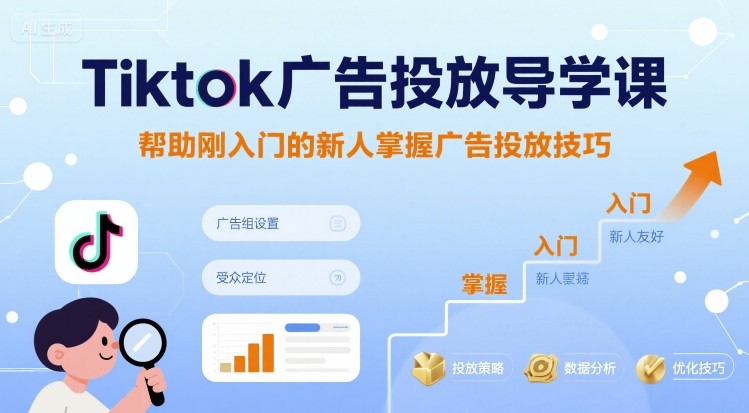 Tiktok广告投放导学课，帮助刚入门的新人掌握广告投放技巧_抖汇吧