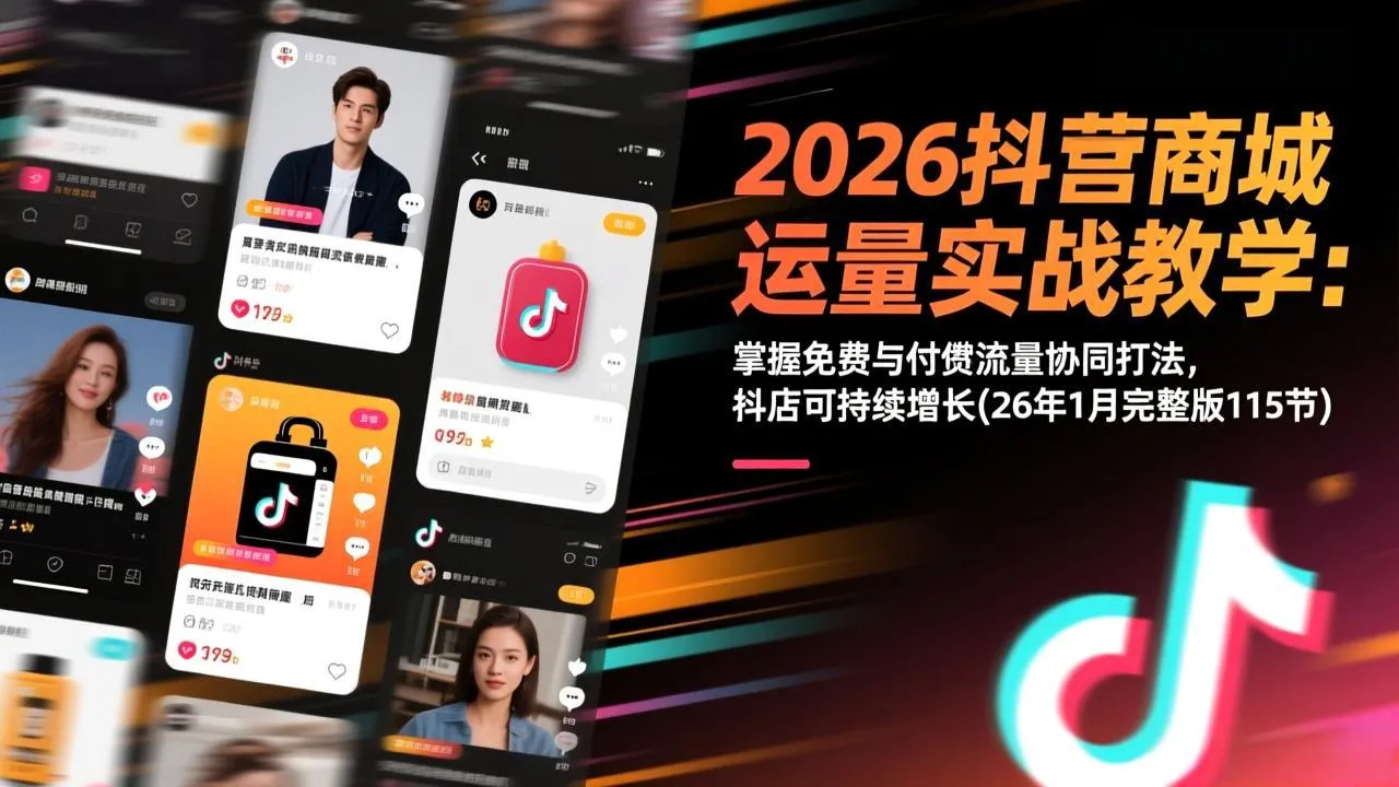 2026抖音商城运营实战教学：掌握免费与付费流量协同打法，抖店可持续增长(26年1月完整版115节_抖汇吧