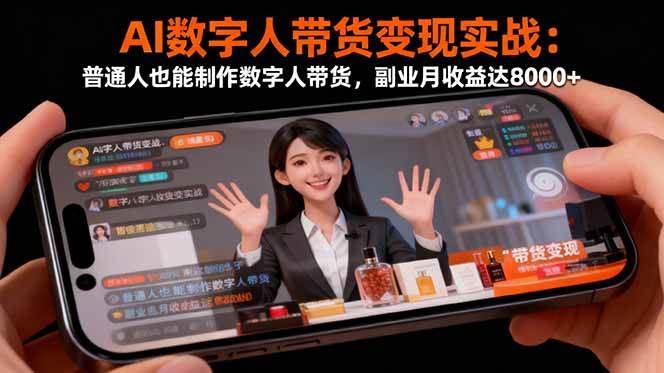 （16377期）AI数字人带货变现实战：普通人也能制作数字人带货，副业月收益达8000+_抖汇吧