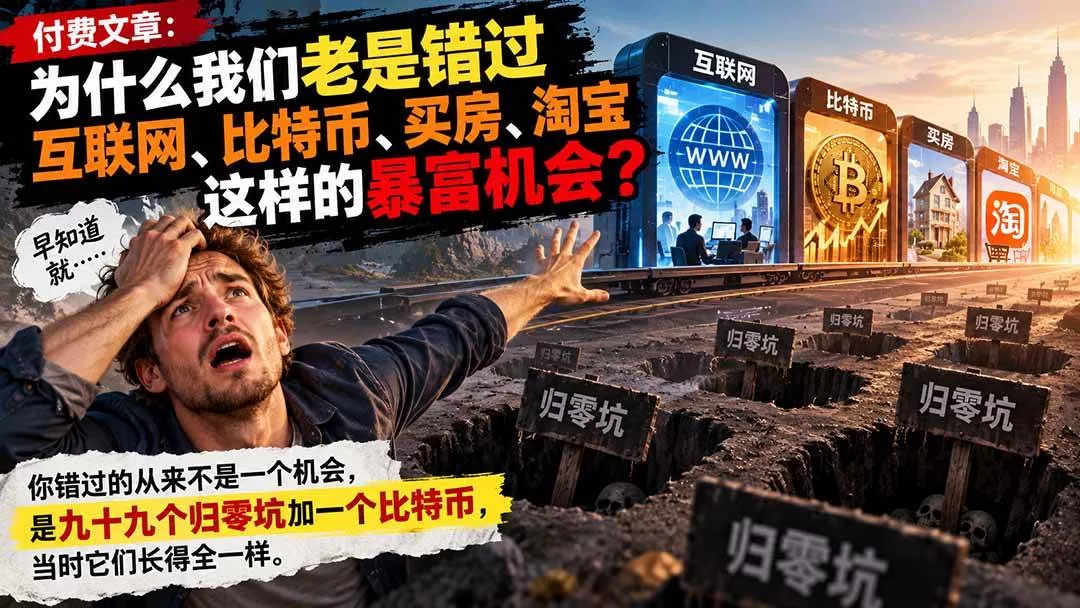 （20834期）付费文章：为什么我们老是错过互联网、比特币、买 房、淘宝这样的暴富机会？_抖汇吧