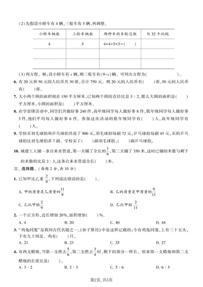 六年级下数学第三单元质量检测卷《苏教版》_抖汇吧