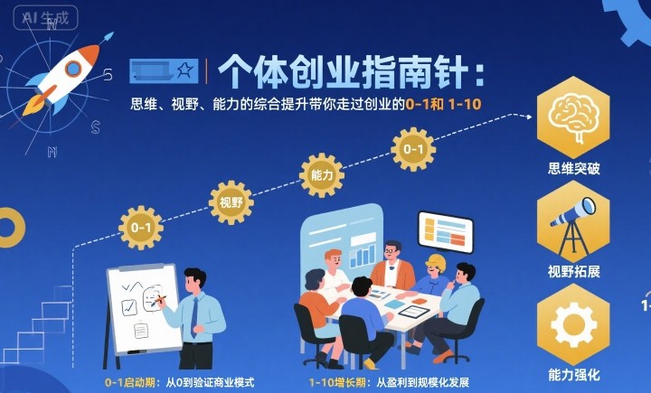 个体创业指南针，思维、视野、能力的综合提升带你走过创业的0-1和1-10【音频】_抖汇吧