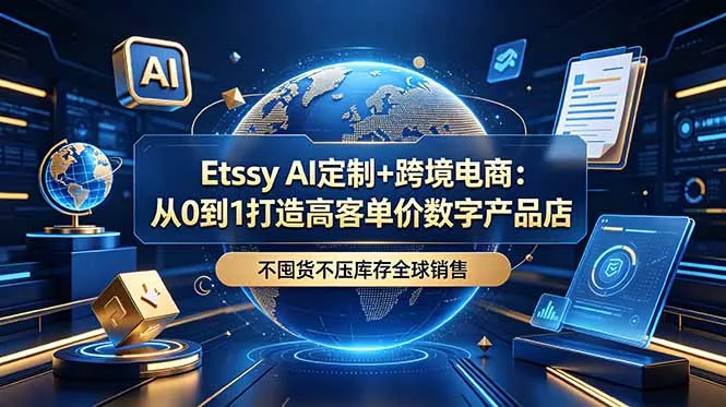 Etsy AI定制+跨境电商：从0到1打造高客单价数字产品店，不囤货不压库存全球销售_抖汇吧