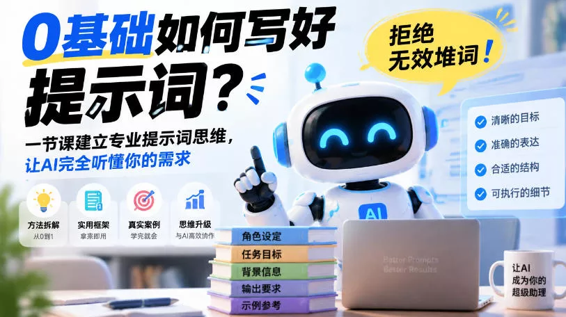 0基础如何写好提示词，拒绝无效堆词！一节课建立专业提示词思维，让AI完全听懂你的需求_抖汇吧