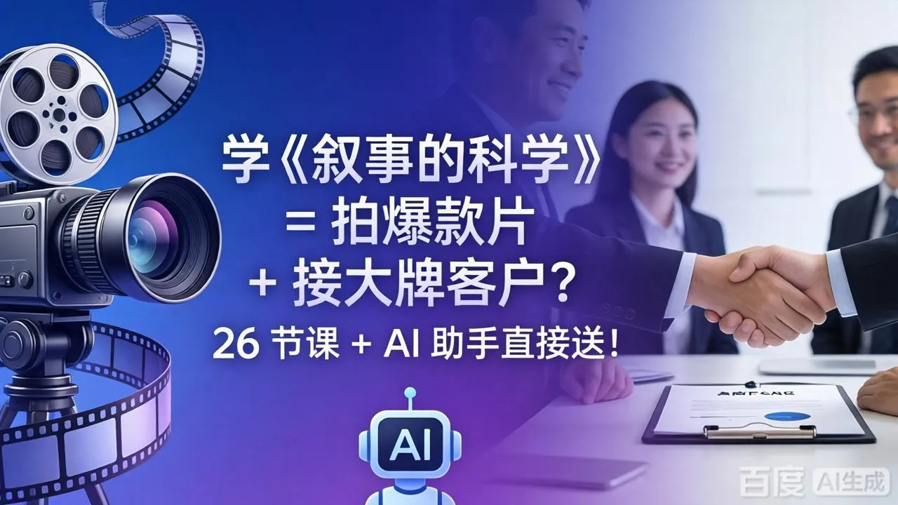 学《叙事的科学》= 拍爆款片 + 接大牌客户？26 节课 + AI 助手直接送！_抖汇吧