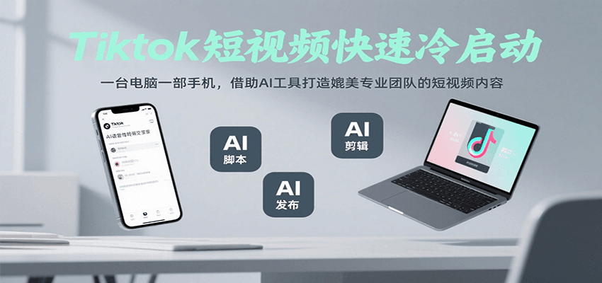 Tiktok短视频快速冷启动，一台电脑一部手机，借助AI工具打造媲美专业团队的短视频内容_抖汇吧