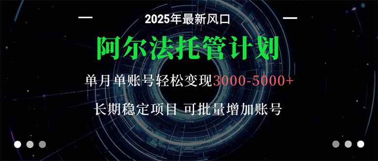 （16360期）阿尔法托管计划 单账号月入3000-5000，长期稳定项目，新手小白轻松上手。_抖汇吧