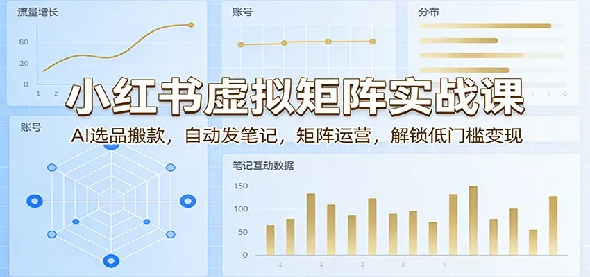 小红书虚拟矩阵实战课:AI选品搬款,自动发笔记,矩阵运营,解锁低门槛变现_抖汇吧