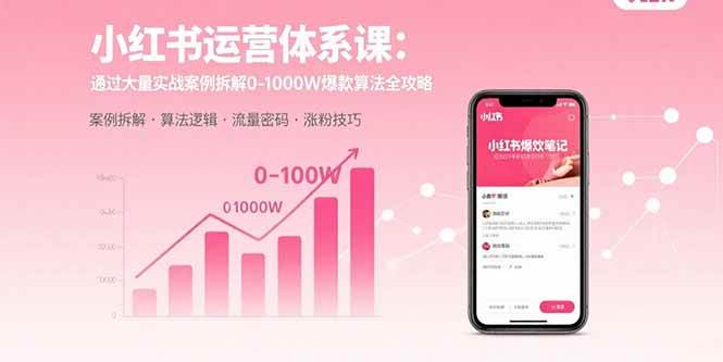 （15792期）小红书运营体系课：通过大量实战案例拆解0-1000W爆款算法全攻略_抖汇吧