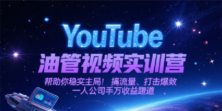 YouTube油管视频实训营，帮助你稳入局、搞流量、打爆款，一人公司千万收益赛道_抖汇吧