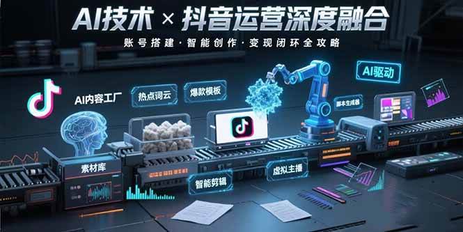 （15630期）AI技术与抖音运营的深度融合应用：涵盖账号搭建、内容创作、收益变现等_抖汇吧