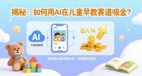 揭秘:如何用AI在儿童早教赛道吸金?一键生成视频,日入1k不是梦_抖汇吧
