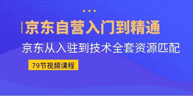 京东自营入门到精通：京东从入驻到技术全套资源匹配_抖汇吧