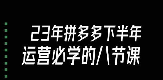 拼多多运营进阶必学，大牙带你掌握23年下半年的高级课程（共18节_抖汇吧