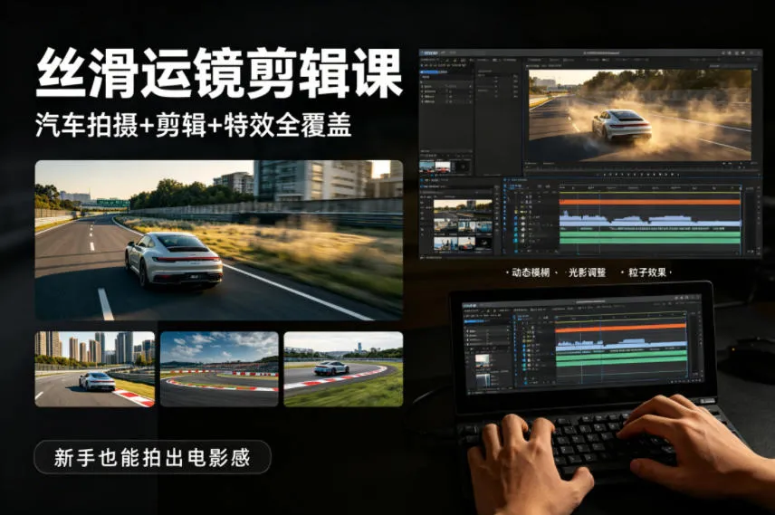 大叔丝滑运镜剪辑课，汽车拍摄+剪辑+特效全覆盖，新手也能拍出电影感_抖汇吧