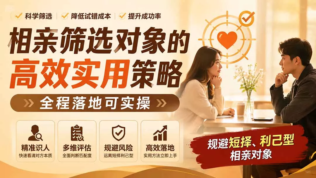 付费文章：相亲筛选对象的高效实用策略，全程落地可实操，规避短择、利己型相亲对象_抖汇吧