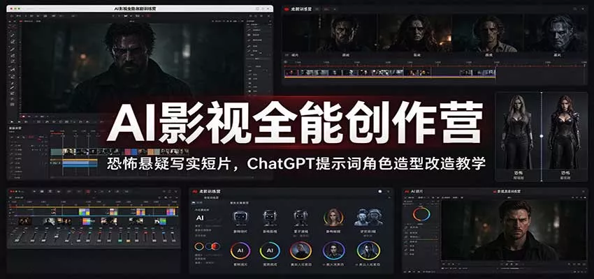 AI影视全能创作营：恐怖悬疑写实短片，ChatGPT提示词角色造型改造教学_抖汇吧