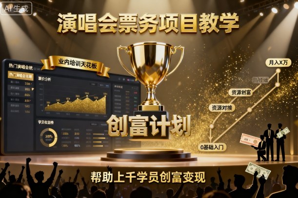 演唱会票务项目教学，业内培训天花板，帮助上千学员创富变现_抖汇吧