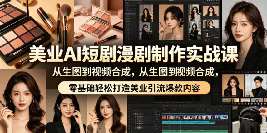美业AI短剧漫剧制作实战课，从生图到视频合成，零基础轻松打造美业引流爆款内容_抖汇吧