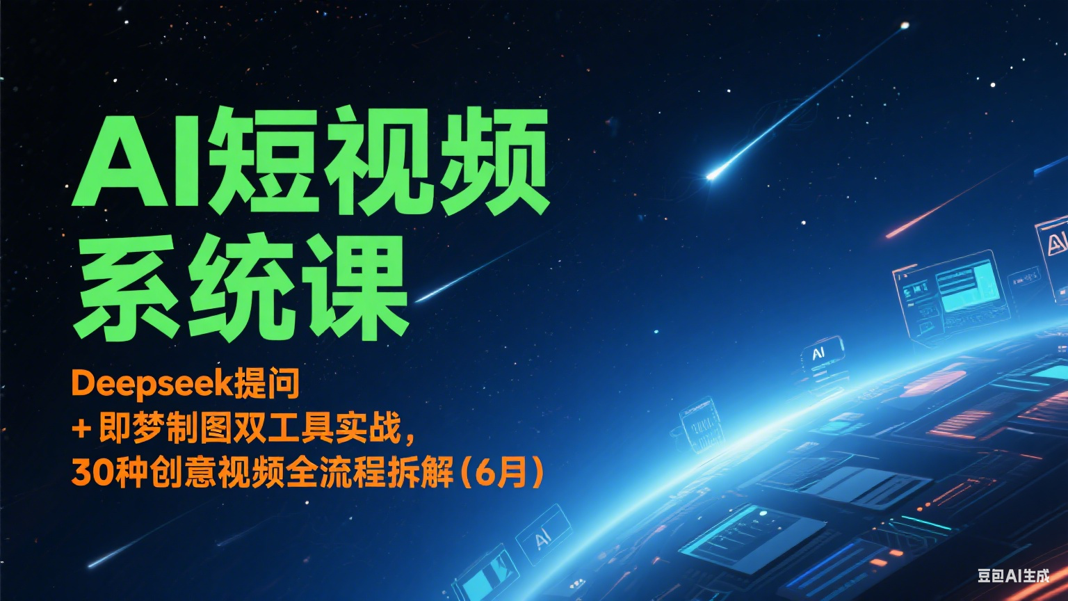 AI短视频系统课：Deepseek提问 + 即梦制图双工具实战，30种创意视频全流程拆解(6月)_抖汇吧