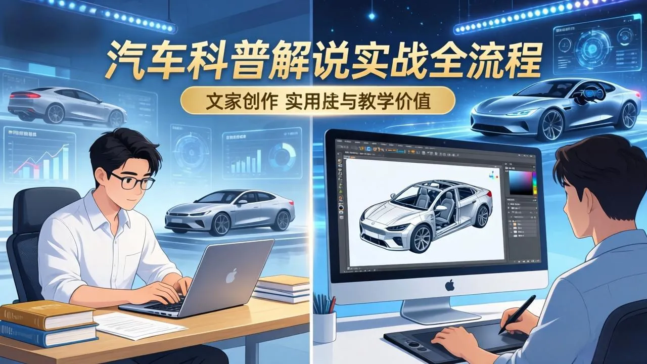 抖音汽车科普解说实战：文案+动画+画面处理+去水印全流程，打造专业汽车科普视频_抖汇吧