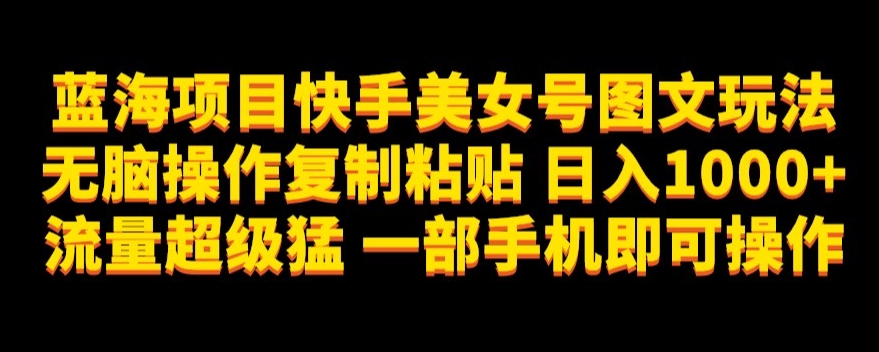 蓝海项目快手美女号图文玩法，无脑操作复制粘贴，日入1000+流量超级猛一部手机即可操作【揭秘】_抖汇吧