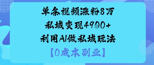 单条视频涨粉8W私域变现1k+利用AI做私域玩法_抖汇吧