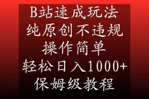 B站小众视频赛道速成玩法，纯原创不违规，操作简单，轻松日入1000+，保姆级教程_抖汇吧