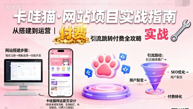 卡哇猫·网站项目，网站搭建与运营以及引流跳转付费_抖汇吧