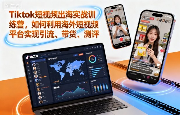 Tiktok短视频出海实战训练营，如何利用海外短视频平台实现引流、带货、测评_抖汇吧