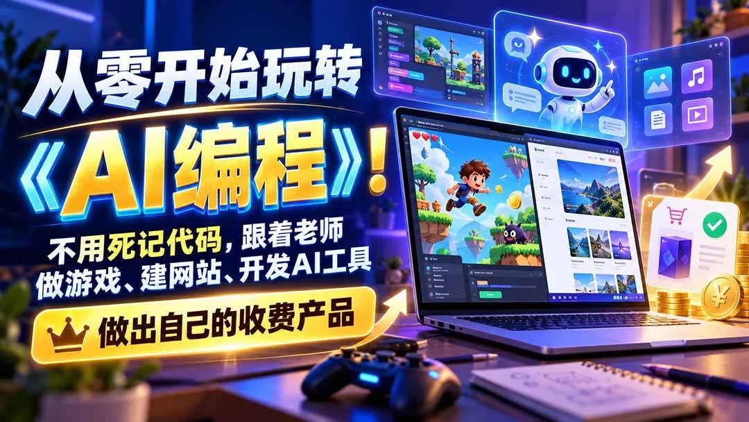 (21210期)从零开始玩转《AI编程》!不用死记代码,跟着老师做游戏、建网站、开发AI工具,最后完成自己的收费产品 (21210期)从零开始玩转《AI编程》!不用死记代码,跟着老师做游戏、建网站、开发AI工具,最后完成自己的收费产品