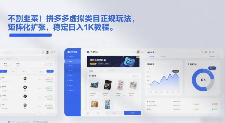 不割韭菜！拼多多虚拟类目正规玩法，矩阵化扩张，稳定日入1K教程【揭秘】_抖汇吧