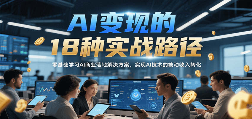 AI变现的18种实战路径，零基础学习AI商业落地解决方案，实现AI技术的被动收入转化_抖汇吧