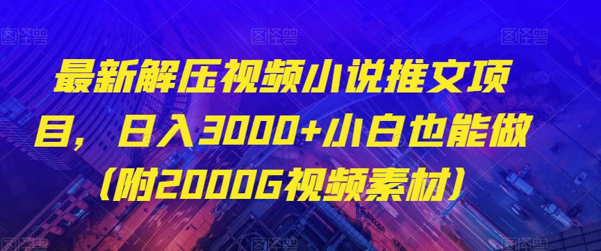 最新解压视频小说推文项目，日入3000+小白也能做（附2000G视频素材）【揭秘】_抖汇吧