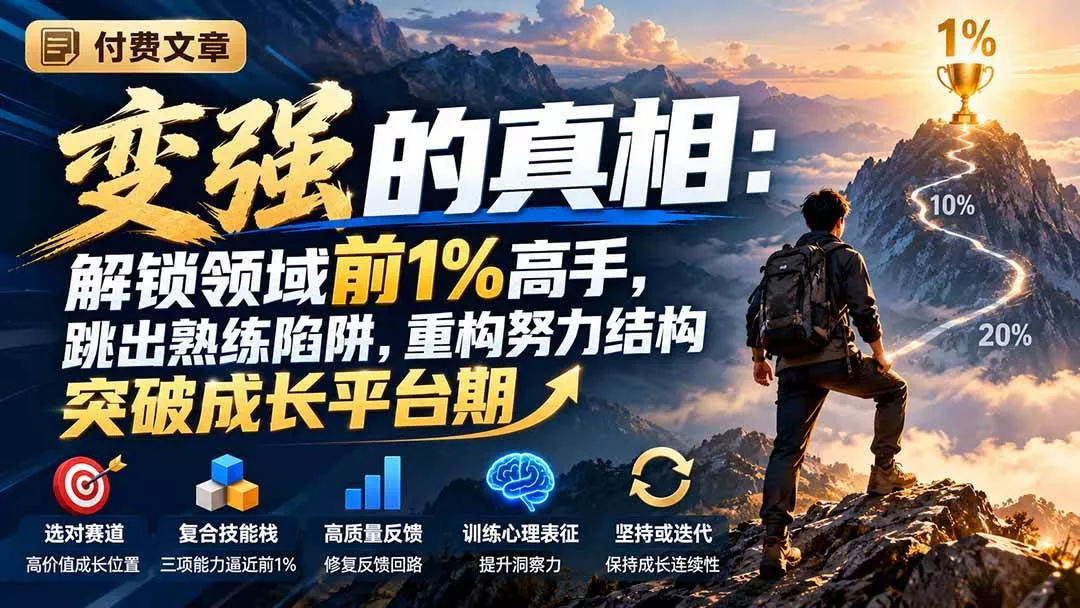 （21042期）付费文章：变强的真相：解锁领域前1%高手，跳出熟练陷阱，重构努力结构突破成长平台期_抖汇吧