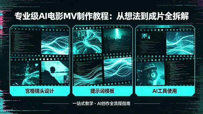 专业级AI电影MV制作教程，从想法到成片全拆解，宫格镜头+提示词模板+AI工具一站式教学_抖汇吧
