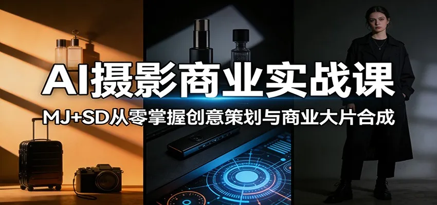 AI摄影商业实战课：MJ+SD从零掌握创意策划与商业大片合成_抖汇吧