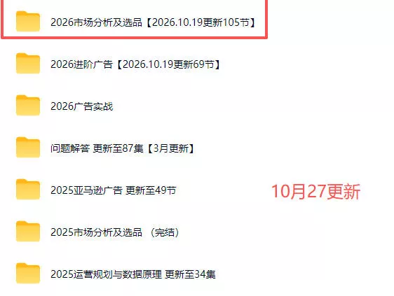 2026亚马逊视频教程,学习我们的商业模式,以及2026最新的选品及运营经验(更新1027) 2026亚马逊视频教程,学习我们的商业模式,以及2026最新的选品及运营经验(更新1027)
