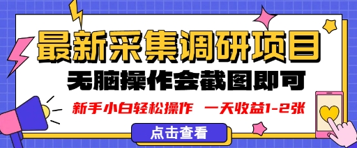 新版采集调研项目，截图上传即可，无脑操作，日收益1-2张_抖汇吧