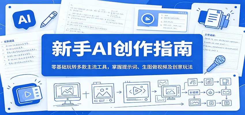 新手AI创作指南：零基础玩转多款主流工具，掌握提示词、生图做视频及创意玩法_抖汇吧