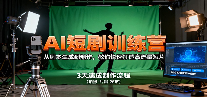 AI短剧训练营，从剧本生成到制作，教你快速打造高流量短片_抖汇吧